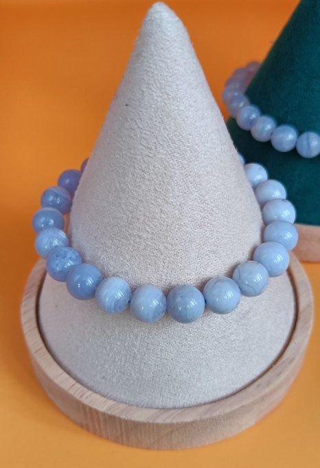 Bracelet en calcédoine bleue AA 