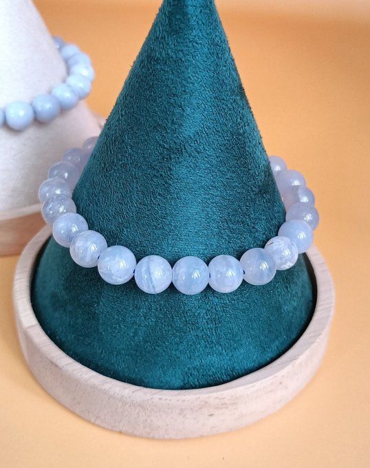 Bracelet en calcédoine bleue AA 