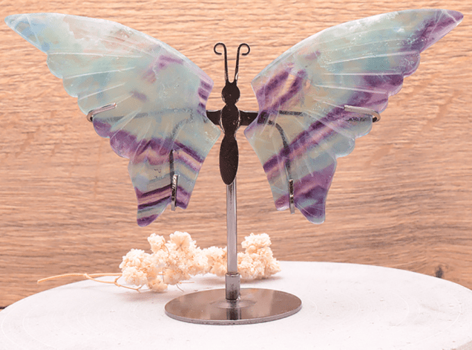 Papillon avec socle en Fluorine Rainbow AA