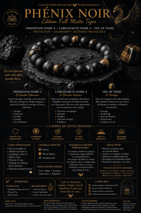 Bracelet "Phénix Obsidien – Full Matte Édition Tigre"