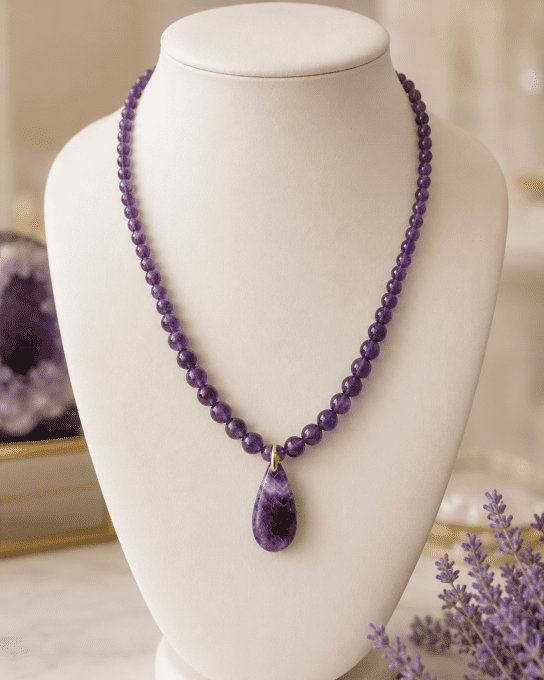 Collier Améthyste AA & Pendentif Améthyste Chevron