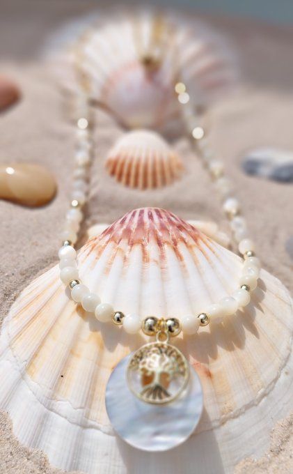 Racines de Lumière – Collier Nacre AA Arbre de Vie