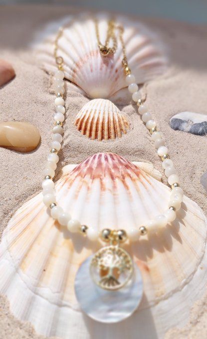 Racines de Lumière – Collier Nacre AA Arbre de Vie