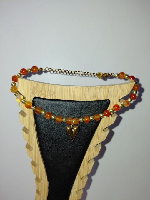 Bracelet de  cheville en  pierre naturelle en Cornaline ou améthyste