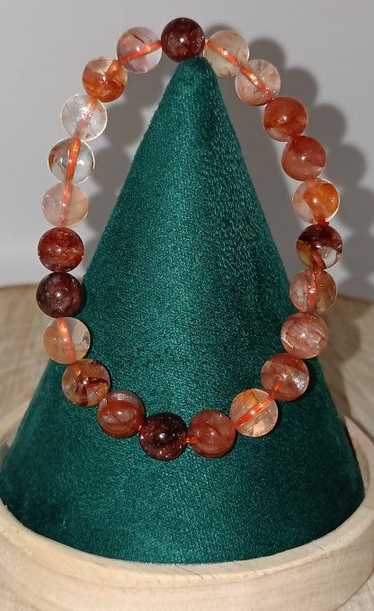 Bracelet boule 08mm cristal rutile d'Himalaya AA