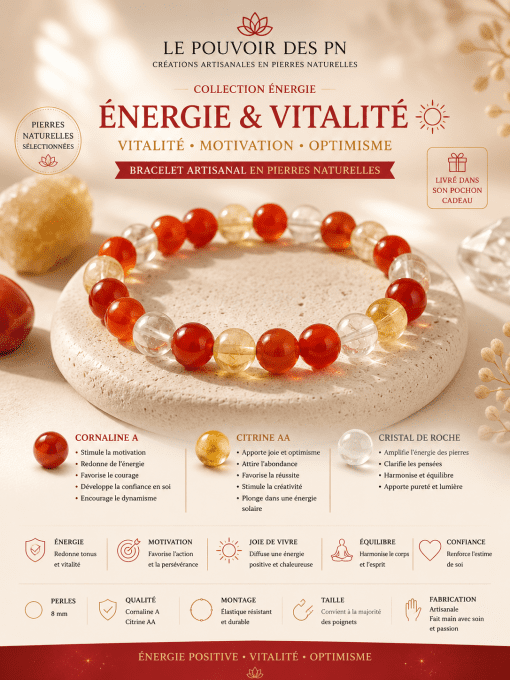 Bracelet Énergie & Vitalité boule de 8mm
