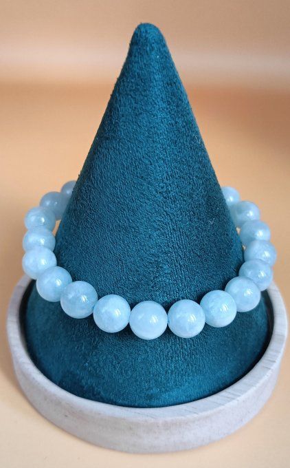 Bracelet 08mm aigue marine A+