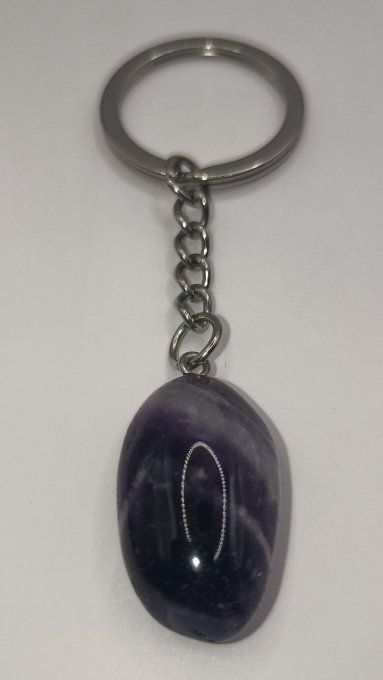 Porte clés pierre roulée améthyste Brésil A