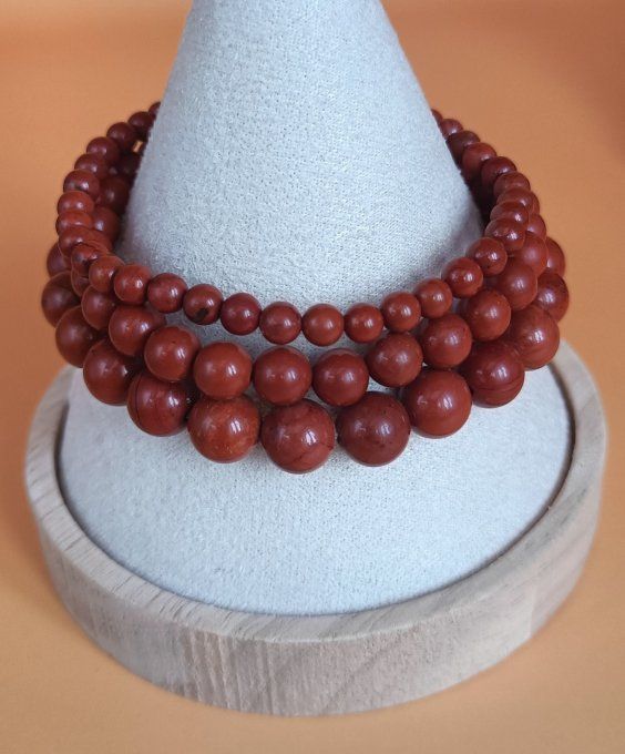 Bracelet boule en Jaspe rouge A