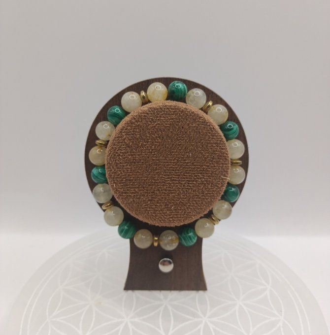 Bracelet Malachite & Cristal de Roche Rutile