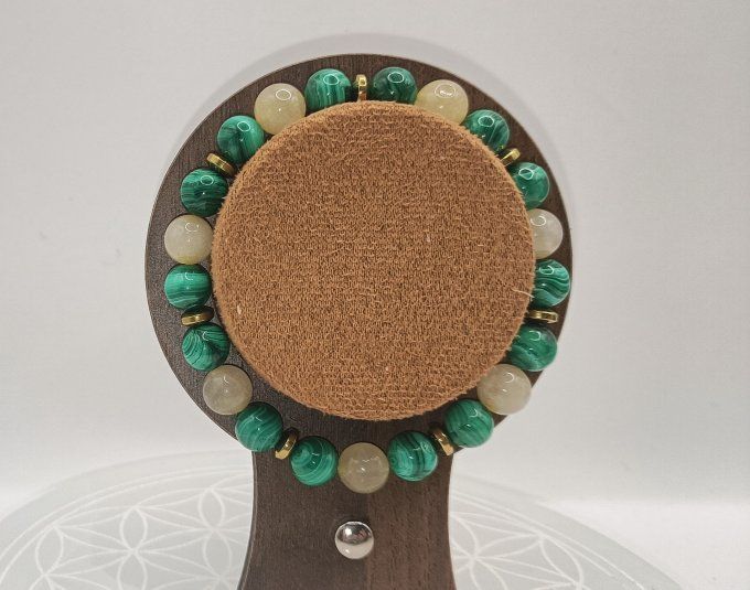 Bracelet Malachite & Cristal de Roche Rutile