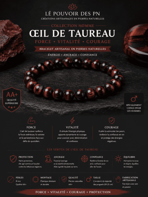 Bracelet taille homme Oeil de taureau AA