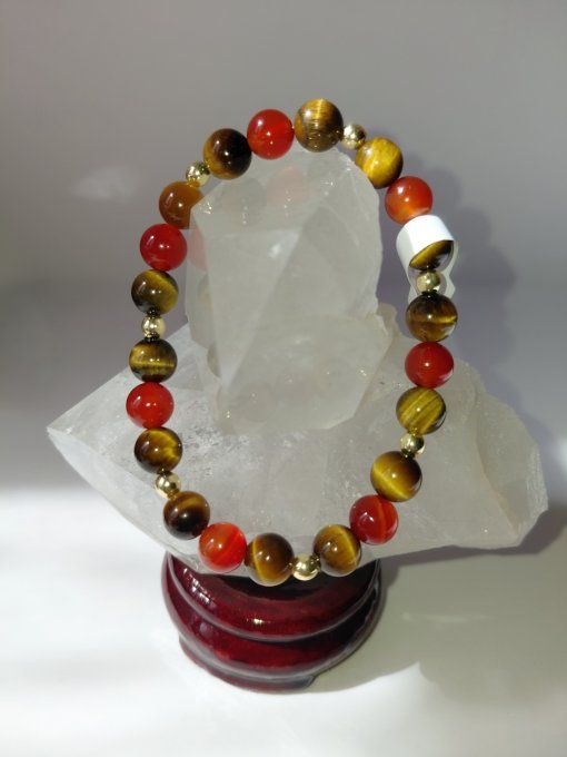 ✨ Bracelet Œil de Tigre & Cornaline : Protection – Confiance – Énergie