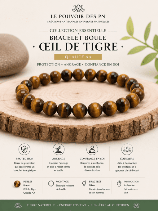 BRACELET BOULE OEIL DE TIGRE AA