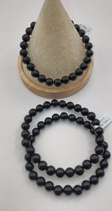 Bracelet boule 08mm onyx A (taille 2)