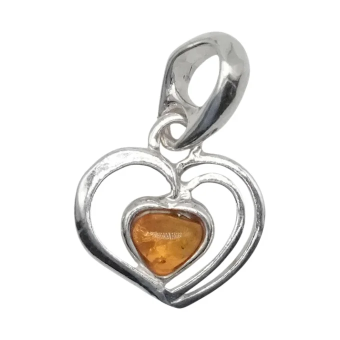 Pendentif ambre forme coeur