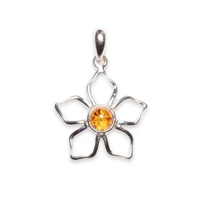 Pendentif ambre forme fleur