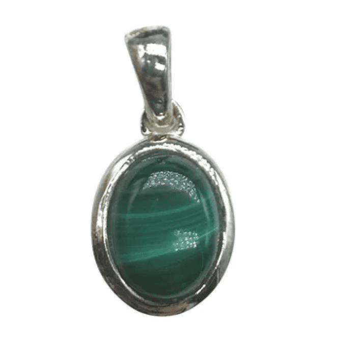 Pendentif malachite forme ovale en argent 925