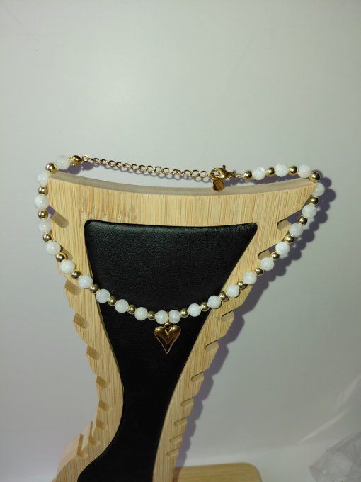 Bracelet cheville en pierre naturelle Péristérite 
