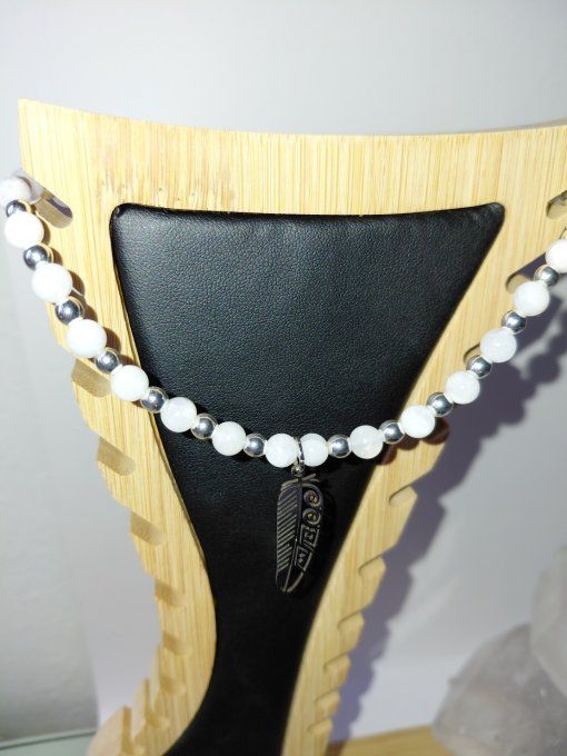 Bracelet cheville en pierre naturelle Péristérite