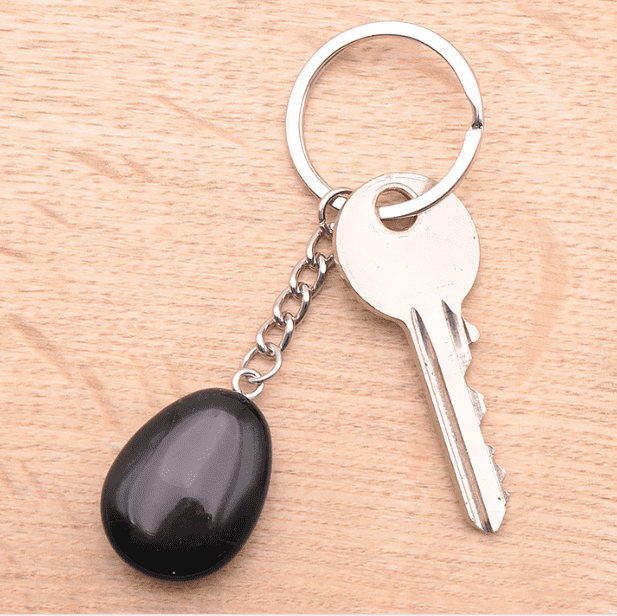 Porte clés forme goutte obsidienne noire A
