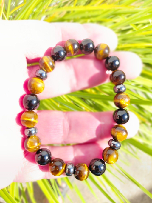 Bracelet "Protection & Assurance"  Spinelle noire • Œil de tigre