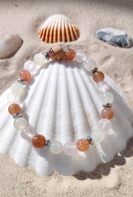 Rayonnement du Cœur  Pierre de Soleil • Quartz Rose • Pierre de Lune