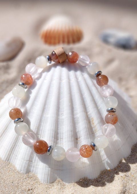Rayonnement du Cœur  Pierre de Soleil • Quartz Rose • Pierre de Lune