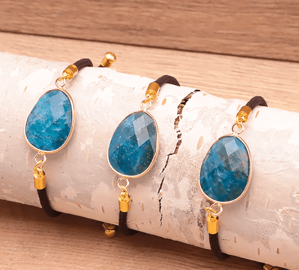 Bracelet cordon réglable pierres naturelles 
